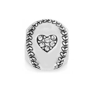 $22 Brighton "LOVE BASEBALL" Silver Bead w Swarovski Crystal Heart Center ⚾️